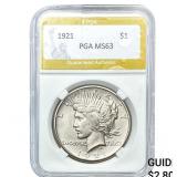 1921 Silver Peace Dollar PGA MS63