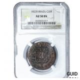 1822R Brazil Copper 20 Reis NGC AU58 BN