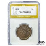 1851 Braided Hair Large Cent PGA MS61BN