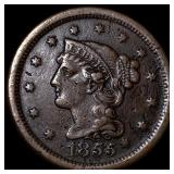1855 Braided Hair Large Cent NEARLY  UNCIRCULATED