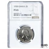 1958 Ghana Silver 2 Shillings NGC PF65