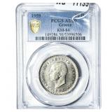 1959 Greece 10 Drachmai PCGS AU50