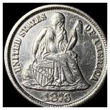 1876-CC Silver Seated Liberty Dime CLOSELY  UNCIR