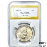 1936-S Cincinatti Half Dollar PGA MS66+