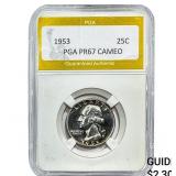 1953 Washington Silver Quarter PGA PR67CAMEO