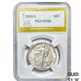 1943-S Walking Liberty Half Dollar PGA MS66