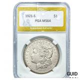 1921-S Morgan Silver Dollar PGA MS64