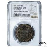 1801 Portuguese India Copper 20 Bazarucos NGC XF D