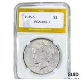 1935-S Silver Peace Dollar PGA MS63