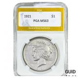 1921 Silver Peace Dollar PGA MS63