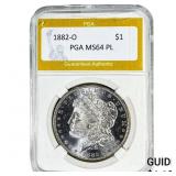 1882-O Morgan Silver Dollar PGA MS64PL