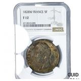 1828W France Silver 5 Francs NGC F12