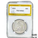 1833 Capped Bust Half Dollar PGA MS62