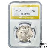 1933-S Walking Liberty Half Dollar PGA MS63