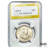 1948-D Franklin Half Dollar PGA MS66FBL