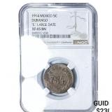 1914 Mexico Durango Copper 5 Centavos 