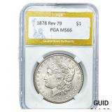 1878 Rev 79 Morgan Silver Dollar PGA MS66