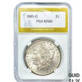1885-O Morgan Silver Dollar PGA MS66