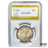 1942 Walking Liberty Half Dollar PGA MS66