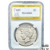 1927 Silver Peace Dollar PGA MS64