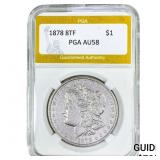 1878 8TF Morgan Silver Dollar PGA AU58