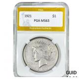 1921 Silver Peace Dollar PGA MS63