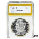 1882-O Morgan Silver Dollar PGA MS64PL