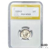 1939-D Mercury Silver Dime PGA MS68