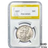 1937 Walking Liberty Half Dollar PGA MS65