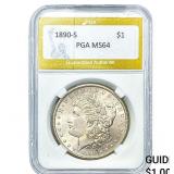 1890-S Morgan Silver Dollar PGA MS64