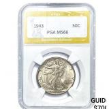 1943 Walking Liberty Half Dollar PGA MS66