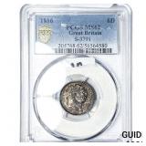 1816 Great Britain George III Silver 6 Pence PCGS