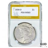 1934-D Silver Peace Dollar PGA MS63
