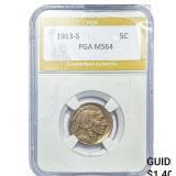 1913-S Buffalo Nickel PGA MS64