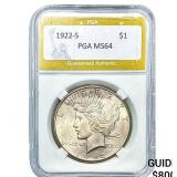 1922-S Silver Peace Dollar PGA MS64