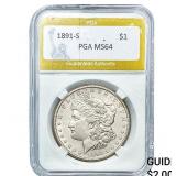1891-S Morgan Silver Dollar PGA MS64
