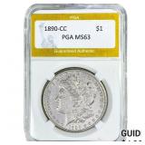 1890-CC Morgan Silver Dollar PGA MS63