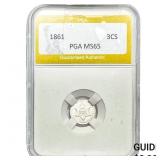 1861 Silver Three Cent PGA MS65