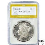 1884-O Morgan Silver Dollar PGA MS65PL