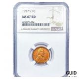1937-S Wheat Cent NGC MS67 RD