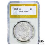 1881-CC Morgan Silver Dollar PGA MS66