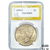 1934-D Silver Peace Dollar PGA MS64