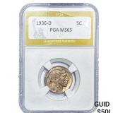 1936-D Buffalo Nickel PGA MS65