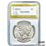 1935-S Silver Peace Dollar PGA MS64