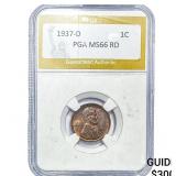 1937-D Wheat Cent PGA MS66RD