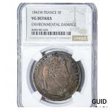 1842-W France Silver 5 Francs NGC VG Details