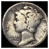 1921 Silver Mercury Dime NICELY CIRCULATED