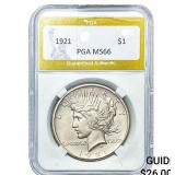 1921 Silver Peace Dollar PGA MS66