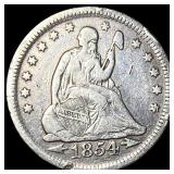 1854 Arrows Seated Liberty Quarter NEARLY  UNCIRC