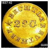 1837-42 C. Bechtler G$1 28G, Centered, N Reversed
